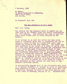 Letter from Seán Ó Faoláin, Arts Council to Thekla Beere, Department of Industry and Commerce (page 1 of 2)